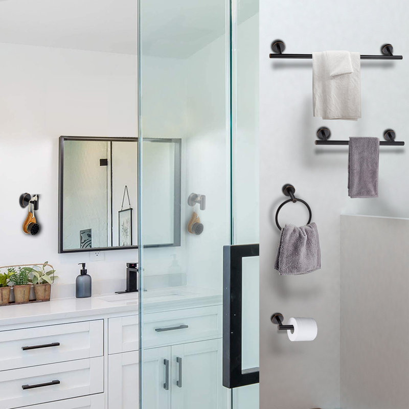 Ensemble de robinetterie de salle de bain de 6 piÃ¨ces (24 et 16 po) avec matÃ©riel de fixation, en nickel brossÃ©