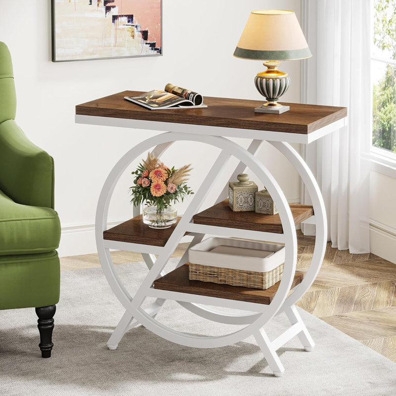 End Table, Brown, White/Brown