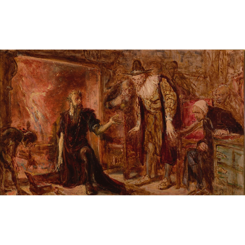 Alchimiste Sentivogius et Sigismond III, croquis (1867), H 25 po x l 40 po