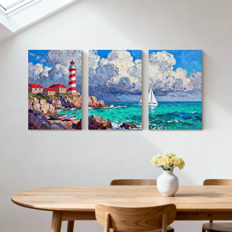 Ensemble de 3 reproductions d'art sur toile, H 30 po x l 60 po