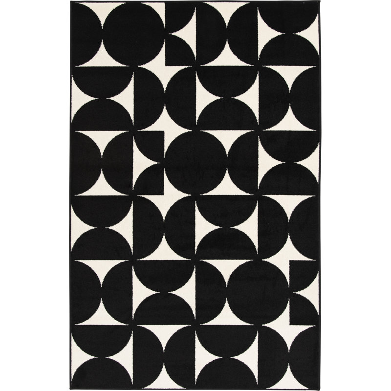 Tapis noir / blanc Bairo, Rectangle 2 pi x 3 pi