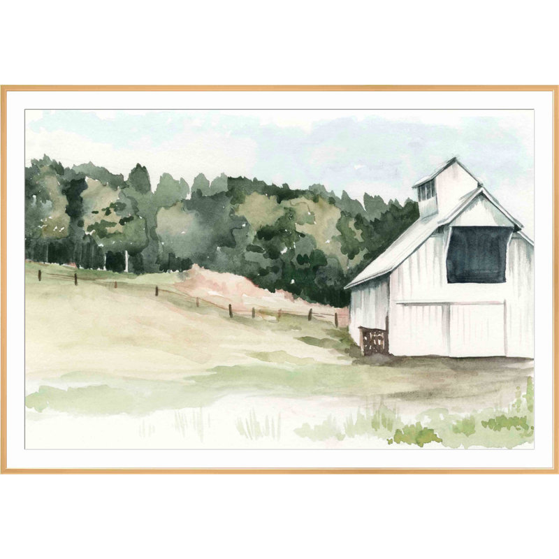«Barn III» par Jennifer Paxton Parker - peinture encadrée, Or antique, H 36,09 po x l 52,09 po x P 1,1 po