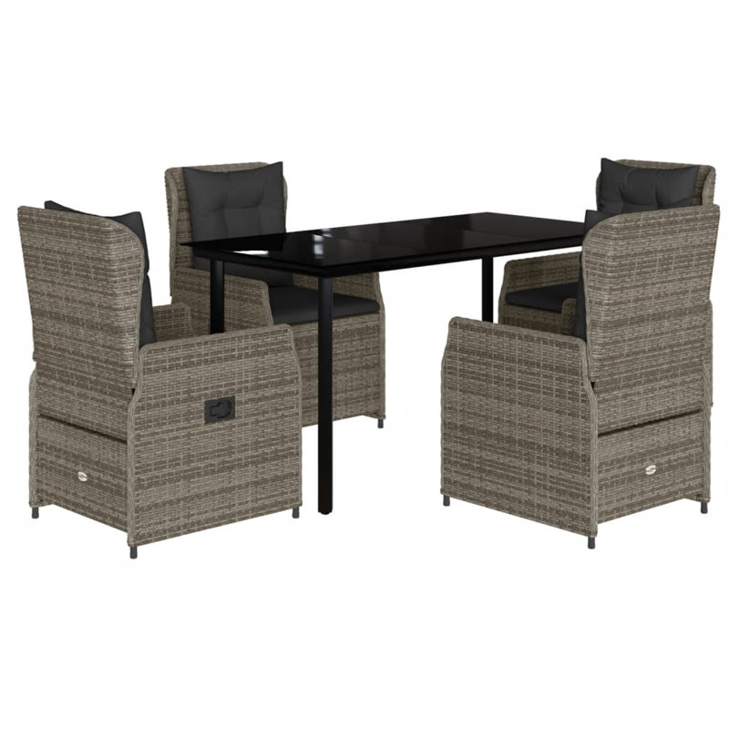  Ensemble de salle à manger de jardin en rotin gris 5 pièces, H 29,1 po x l 27,6 po x P 55,1 po