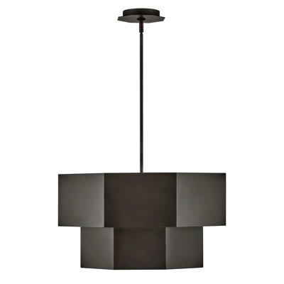Facet Seven-Light Convertible Hexagonal Two-Tier Chandelier
