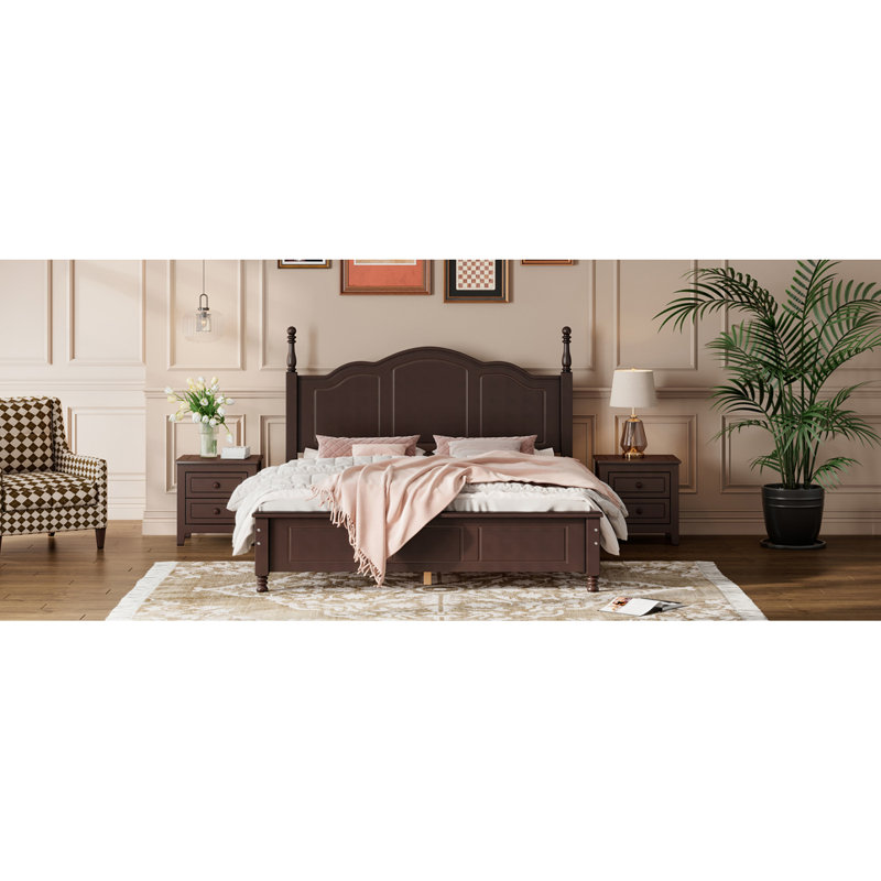 Structure de lit en bois, Noyer, Grand lit