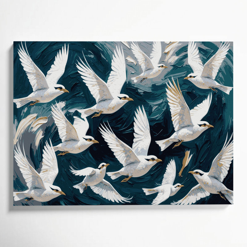 Oiseaux, art mural sur toile bleu Myna, H 24 po x l 36 po