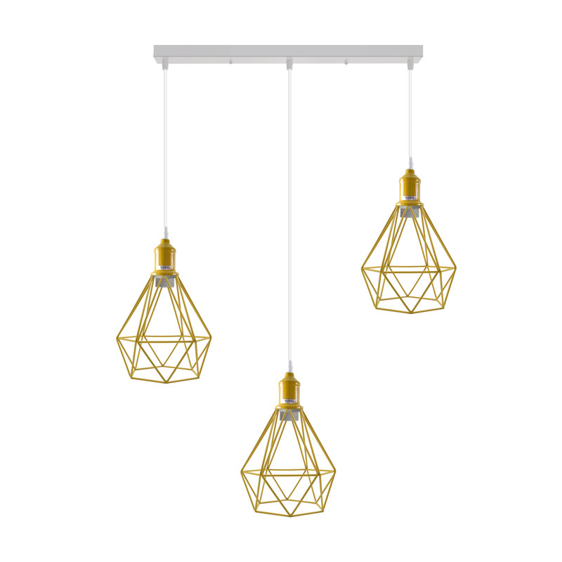 Allaynah 3 - Light Silver Kitchen Island Pendant, Yellow