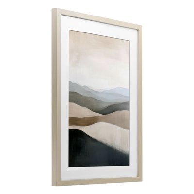 «Desert Dunes Layered Hills», reproduction sous verre encadrée, design par Petal Prints Design