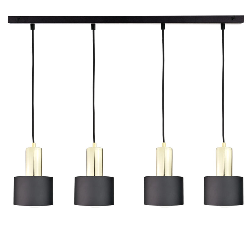 4 - Light Kitchen Island Pendant, Black/Gold