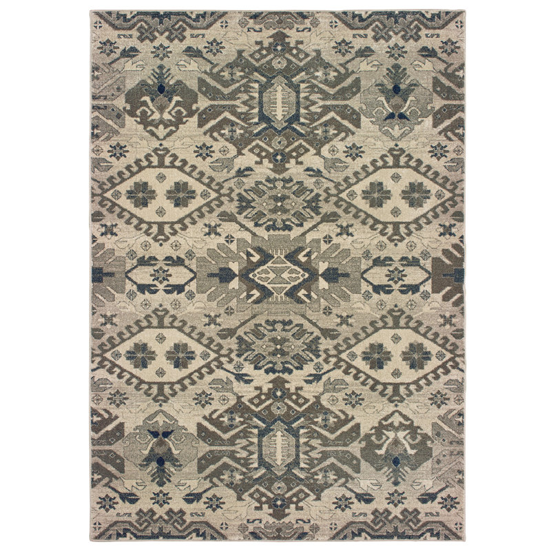 Tapis gris tissé à la machine, Rectangle 9 pi 10 po x 12 pi 10 po