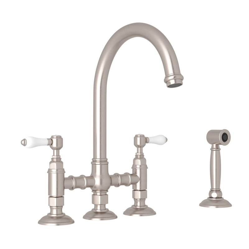 San Julio Bridge Faucet with Accessories, Satin Nickel