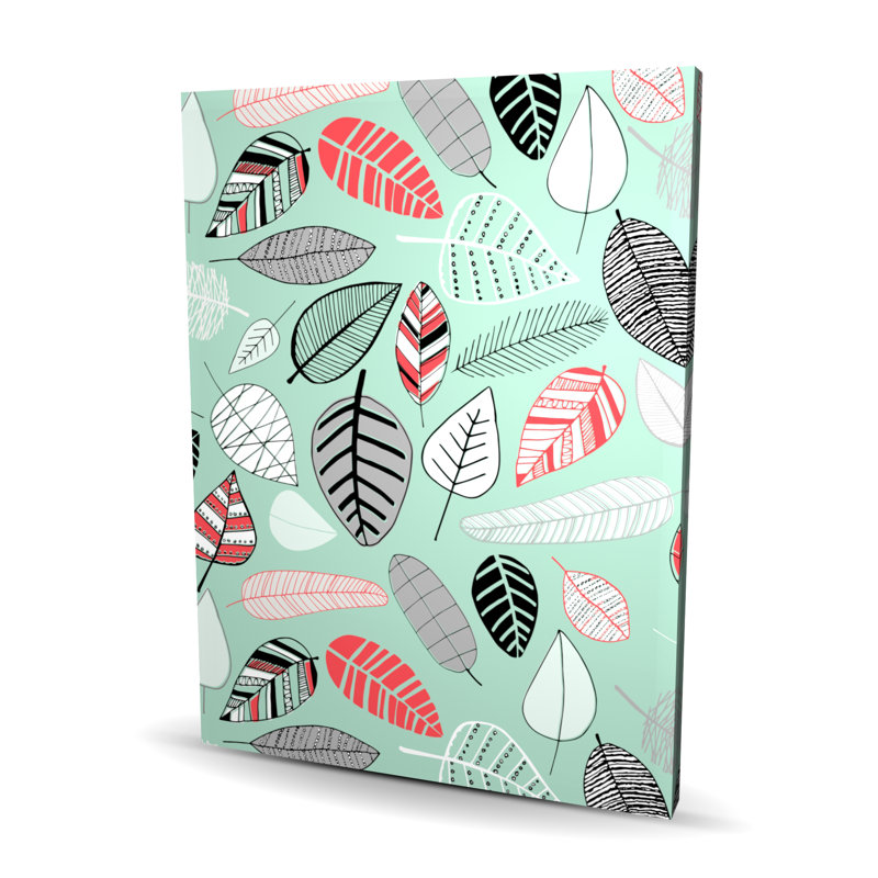 Motifs de feuilles turquoise - Toile illustrative pour la décoration intérieure