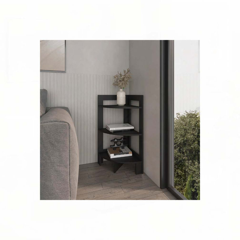 Black Corner Shelf with 3 Shelf