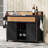 Kylie Wicker Rolling Kitchen Island On Wheels With Storage Cabinet-1662815309