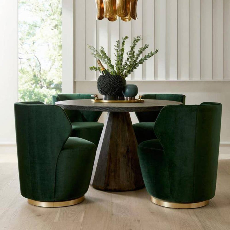 Poppy Swivel Chair, Forest Cotton Blend