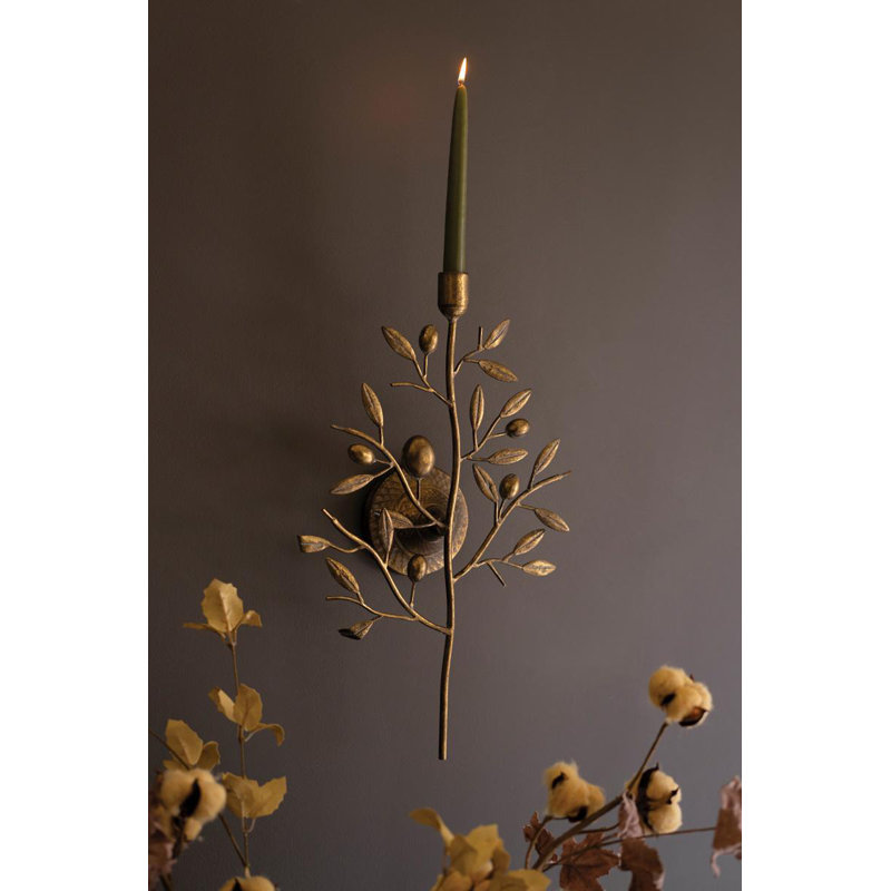 Kalalou Antique Brass Fruit Tree Taper Wall Sconce 20" H Decorative Accent