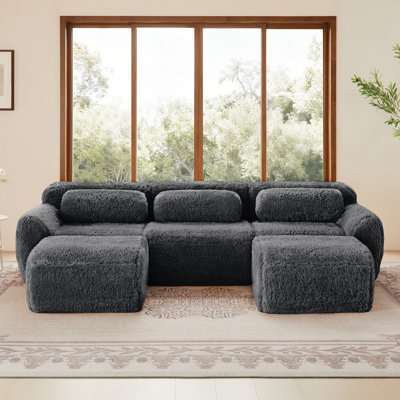 U-shaped Boneless Sofa,32D High Density Sponge Bottom,Anti-Slip Design With Chaise,Free Combination Full-compression Vacuum Packaging,Deep Seat Design