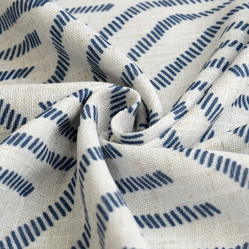 Navy and White Linen Blend Striped Window Valance, 52" x 18"