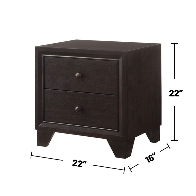 Table de chevet de chambre à coucher avec 2 tiroirs - séduisant, glissières en métal 2 finitions intrigue, fiable