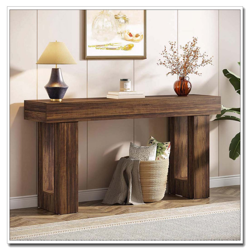 Console 63 pouces Farmhouse, Brun rustique