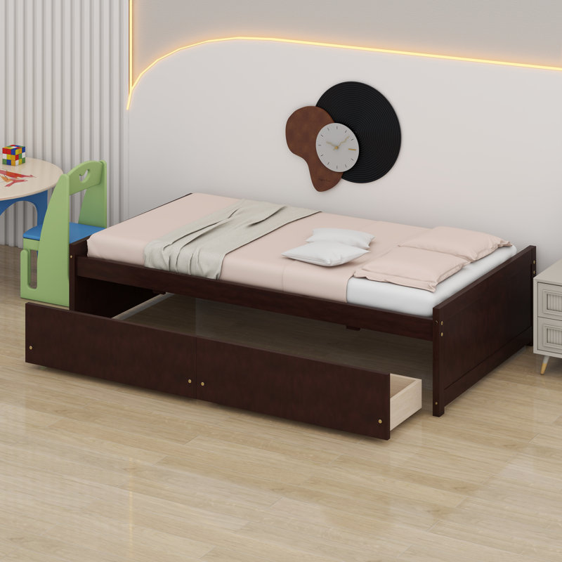 Lit de rangement fonctionnel avec rangement intégré, Espresso