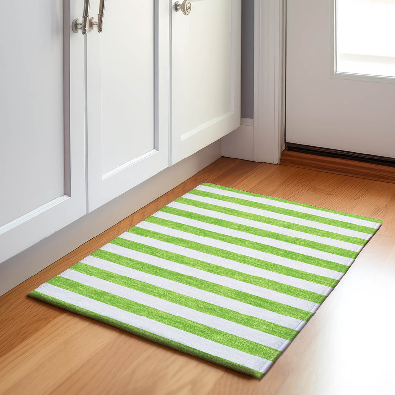 Premium Machine Washable Cerrito AMF528 Lime Rug, Rectangle 1'8" x 2'6"