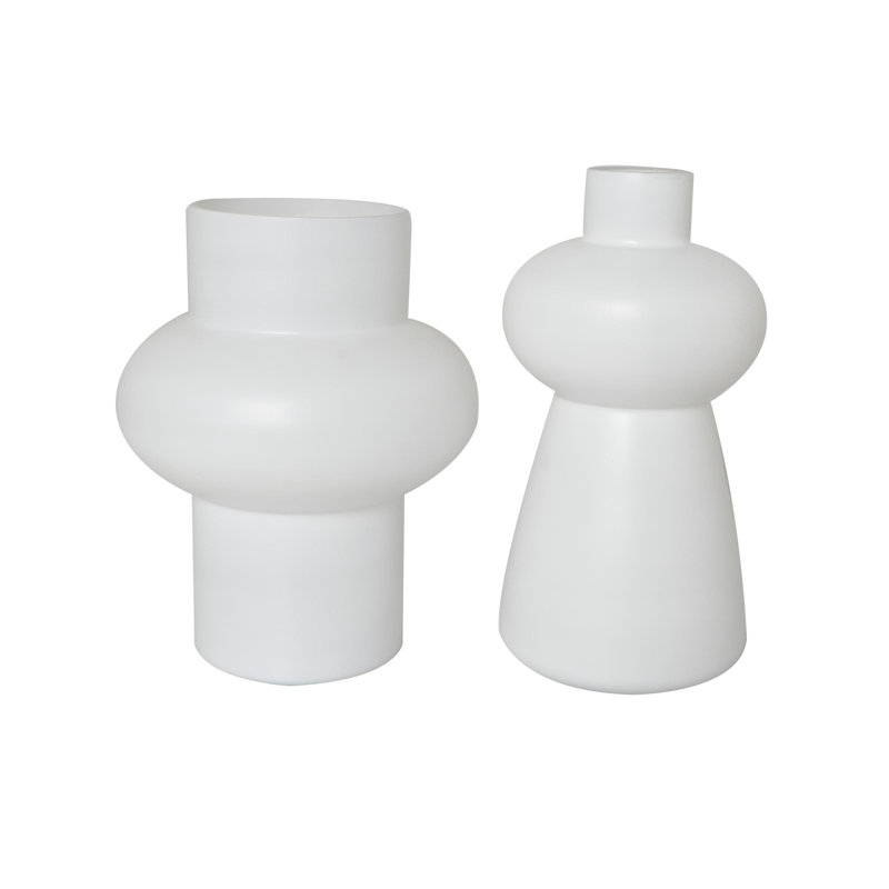 Ensemble de 2 vases de table en verre Mable, Blanc