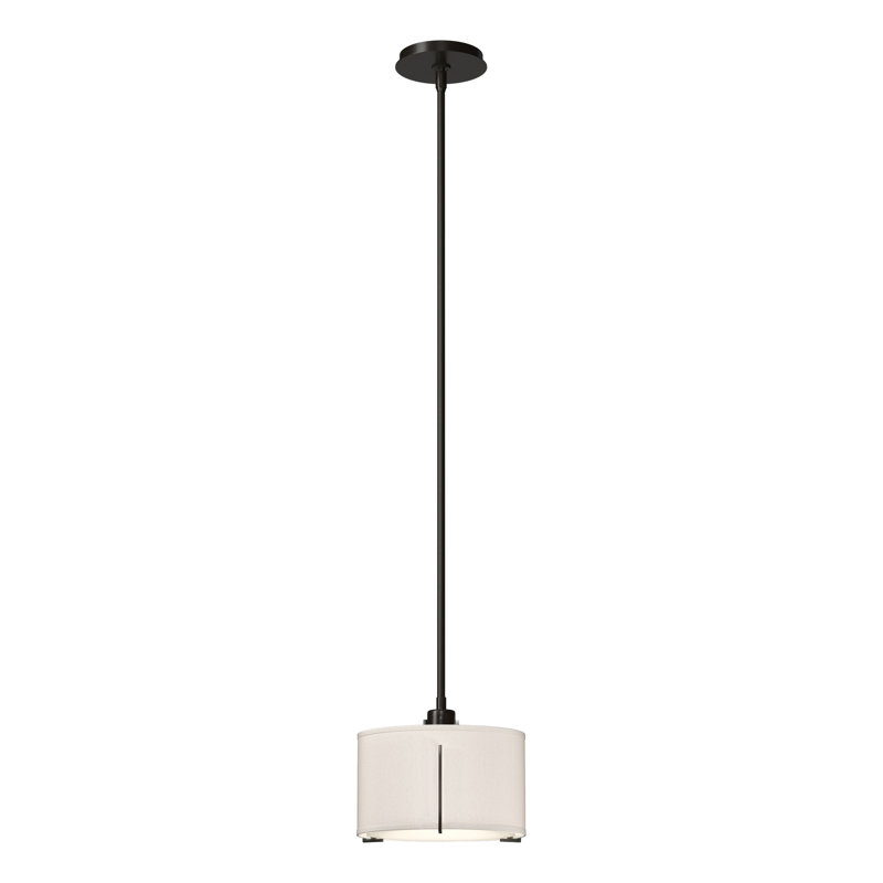 Exos 3 - Light Unique/Statement Drum Pendant, Small, Flax Shade, Oil Rubbed Bronze