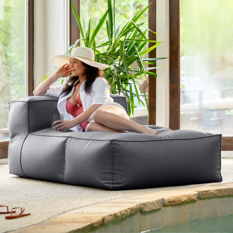 Mariabelen Outdoor Chaise Lounge, Charcoal