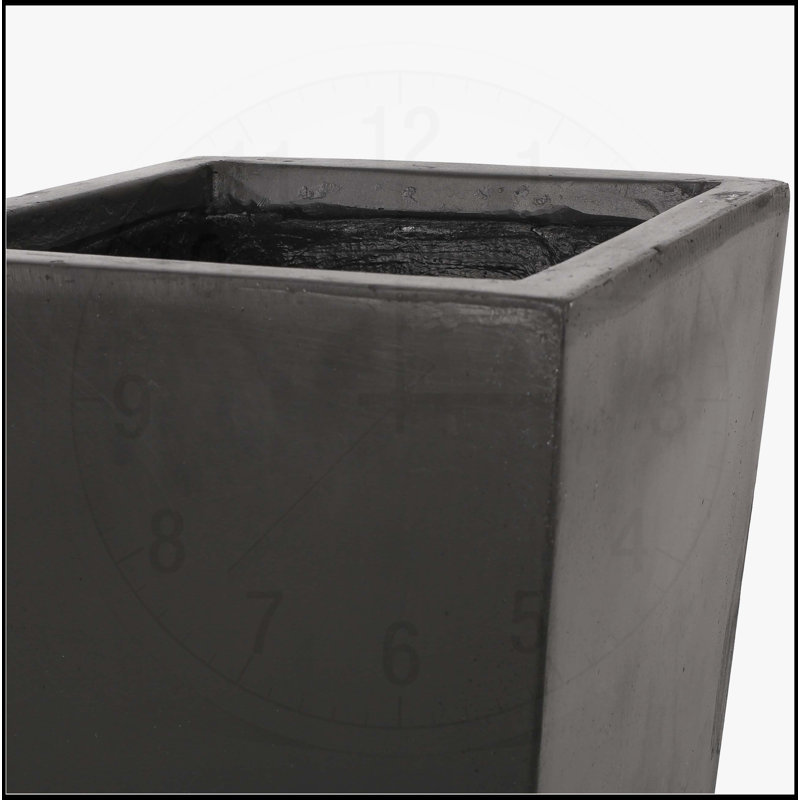 Jardinière d'extérieur moderne en pierre MGO, H 32,5 po x l 13 po x P 13 po, Noir