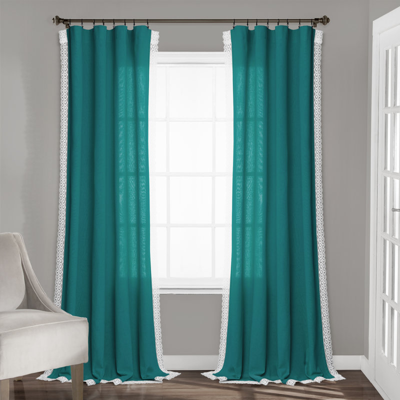 Rosalie Semi Sheer Curtain Pair, Blue, 54"W x 120"L