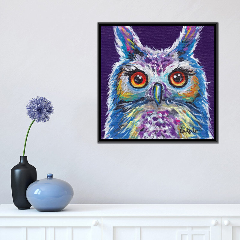 « sasha the hibou » par hippie hound studios, reproduction d’impression sur toile tendue, H 18 po x l 18 po x P 1,5 po