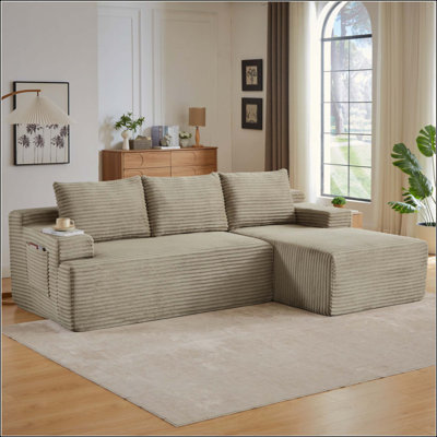 L-Shaped Cloud Sectional Sofa With Deep Seat,No Assembly Required,Modular Couches Sleeper For Living Room,Bedroom,Apartment