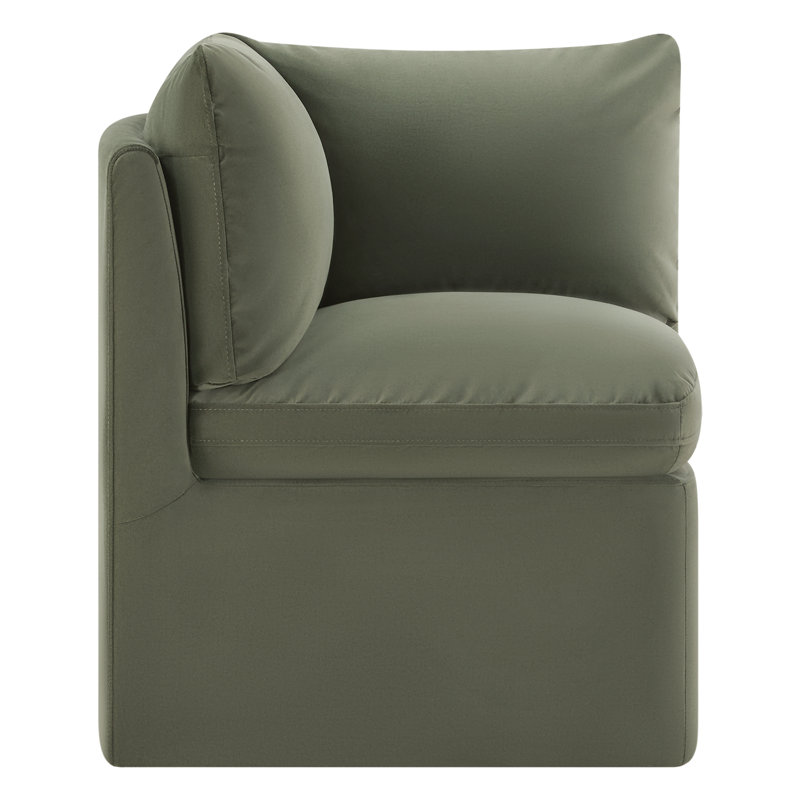 Chaise d'angle Alayaa, Velours Soren Olivine