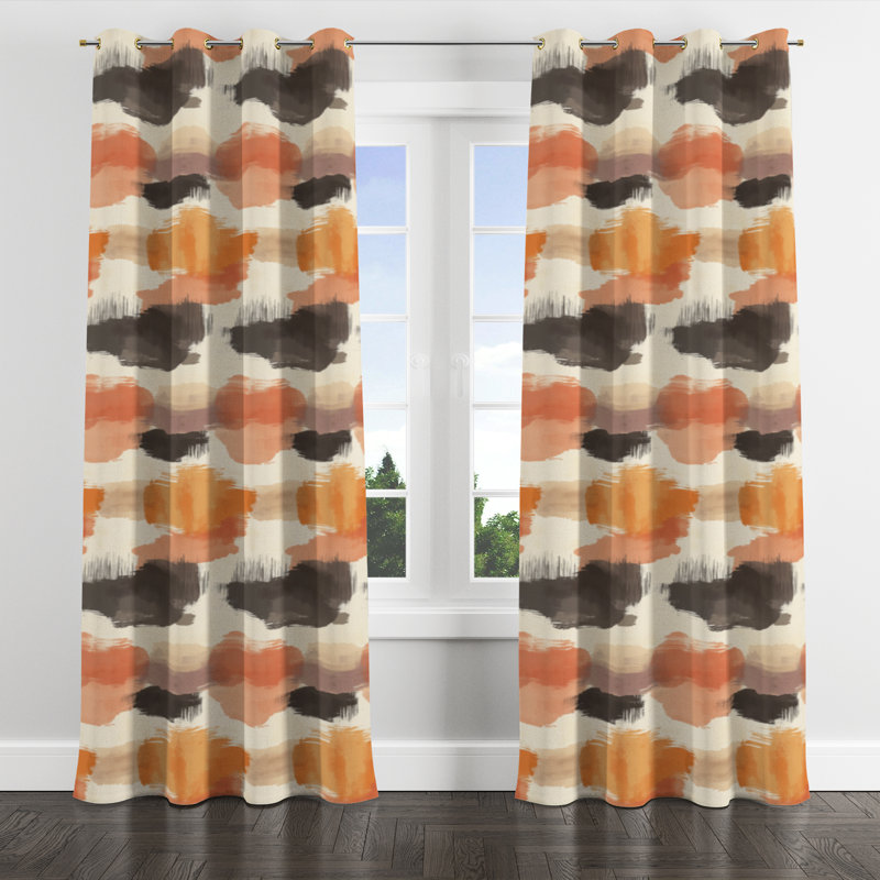 Rideaux abstraits - 1 panneau à œillets Boho Warm Horizon, Œillets dorés, L 52 po x L 95 po