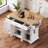 Fancy & Rustic Large Kitchen Island With Rubber Wood Drop Leaf - Embossed Texture Rolling Kitchen Cart With Ample Storage-927340617