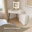 Corner Dressing Table with 3-Colour LED Mirror & Stool, Reversible White Vanity Desk
