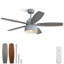 Ventilateur de plafond gris ciment 52 pouces avec lumière, ampoule E26 incluse, télécommande, moteur à courant continu, 5 pales
