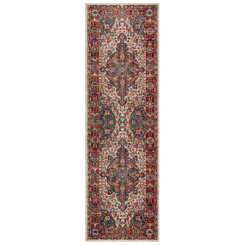 Tapis performance oriental Kurtz, Tapis de couloir 2 pi 6 po x 8 pi, Ivory/Blue