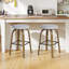 Tabouret de bar pivotant en bois massif avec repose-pieds en métal et tabouret de bar à hauteur de comptoir sans dossier (ensemble de 2)-1608429085