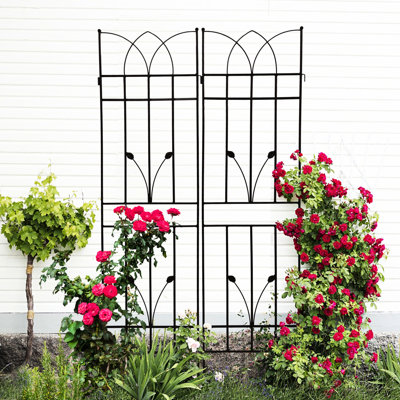 Paquet de 4 treillis de jardin en métal 71 po x 17,7 po, antirouille pour l'extérieur, noir. Convient pour les lianes, les roses, la gloire du matin et la vigne 17,7 po, plantes grimpantes: vignes