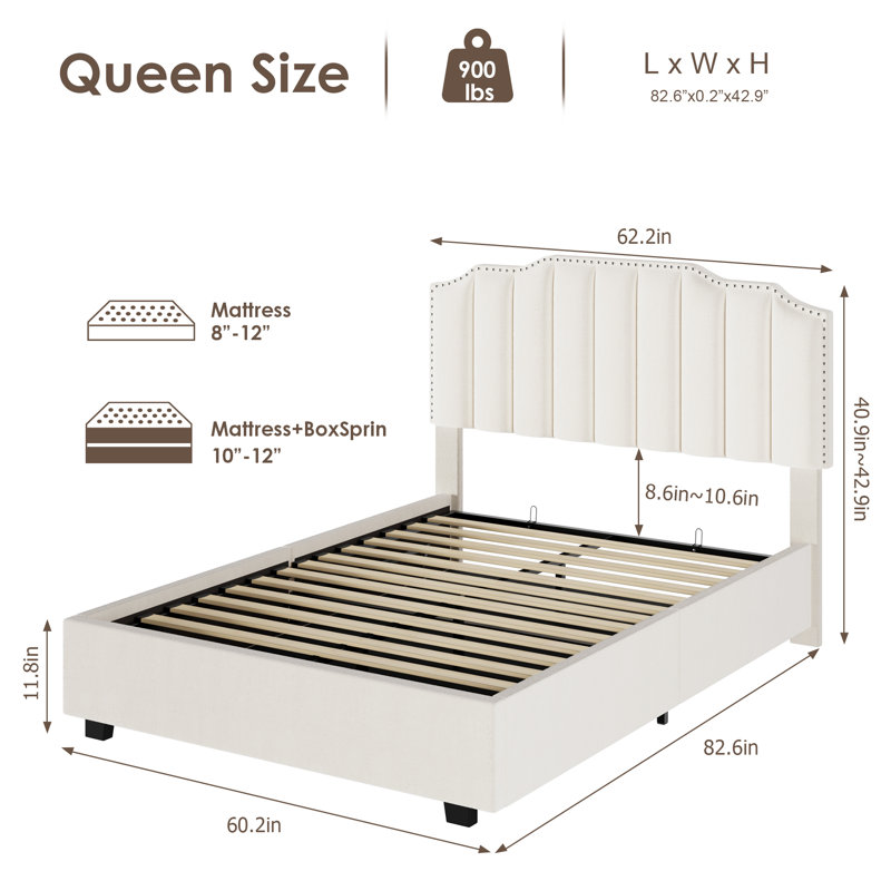 Lit de grand lit en velours, Beige
