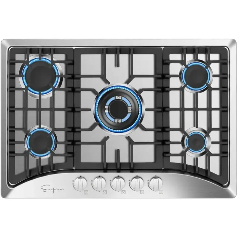 Plaque de cuisson au gaz de 30 pouces avec 5 brûleurs Sabaf de classe mondiale, convertible GPL / ng, cuisinière à gaz idéale pour la cuisine Empava