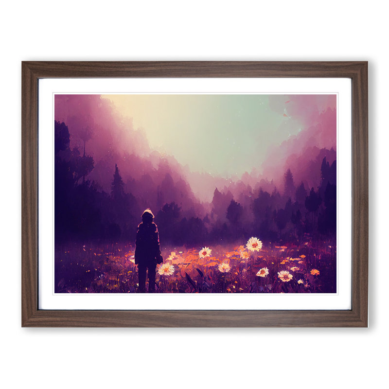 Field of Flowers Vol.3 1 Piece Single Picture Frame Painting, 25cm H x 34cm W x 2cm D, Walnut