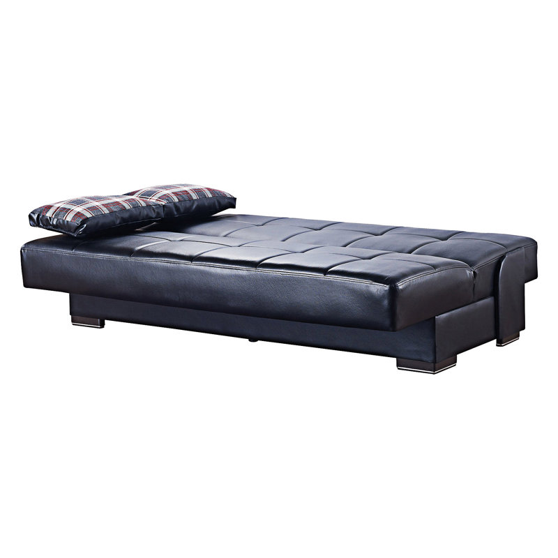 Canapé-lit rembourré convertible avec rangement, Noir