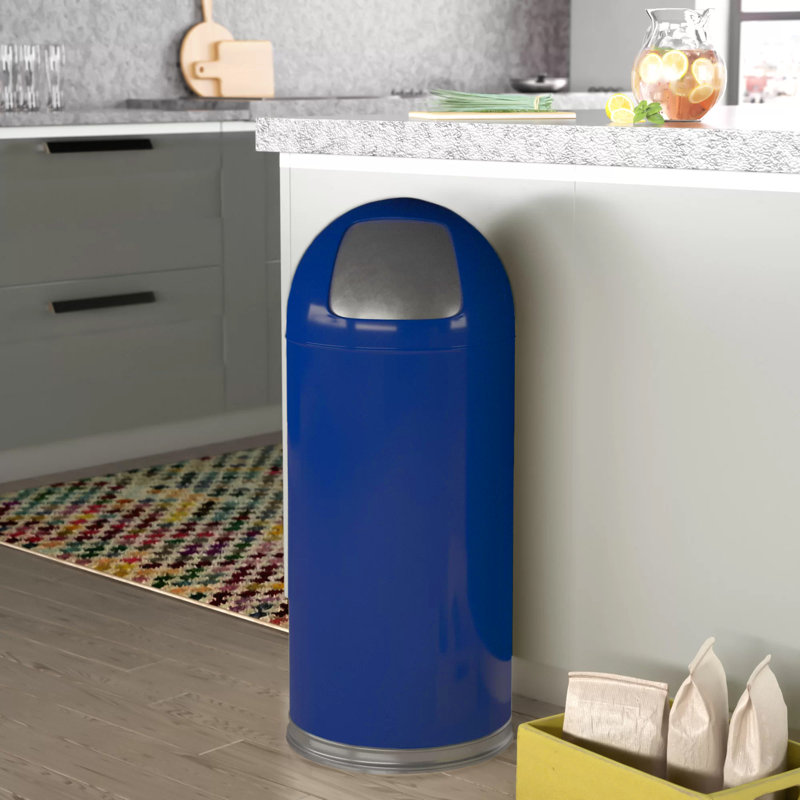 Poubelle à battant Dome Top Series, Bleu, 15