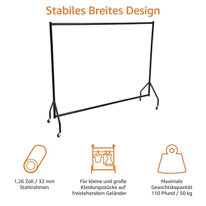 Alatorre 183.2cm Rolling Clothing Rack