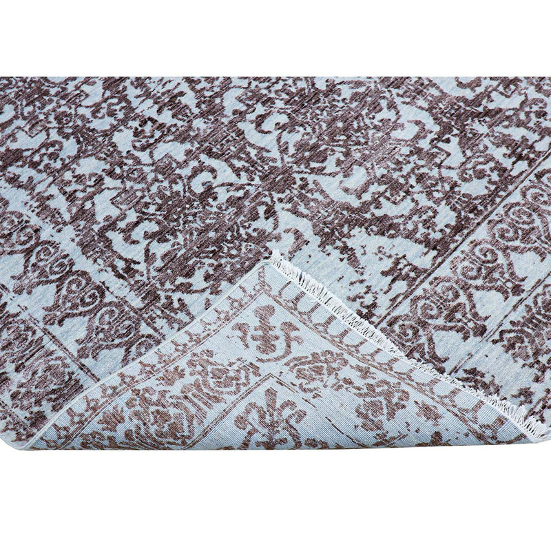 Tapis argenté et brun noué à la main de haute qualité