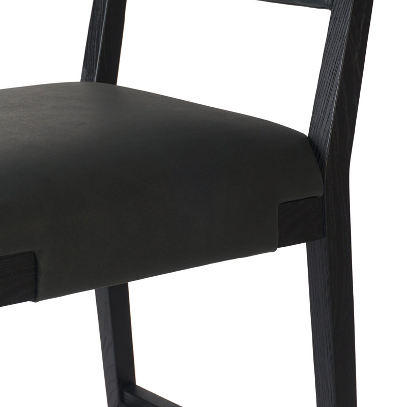Tamari Stool-Sonoma Chestnut-Bar, Counter Stool (27.76" Seat Height), Black Genuine Leather, Black