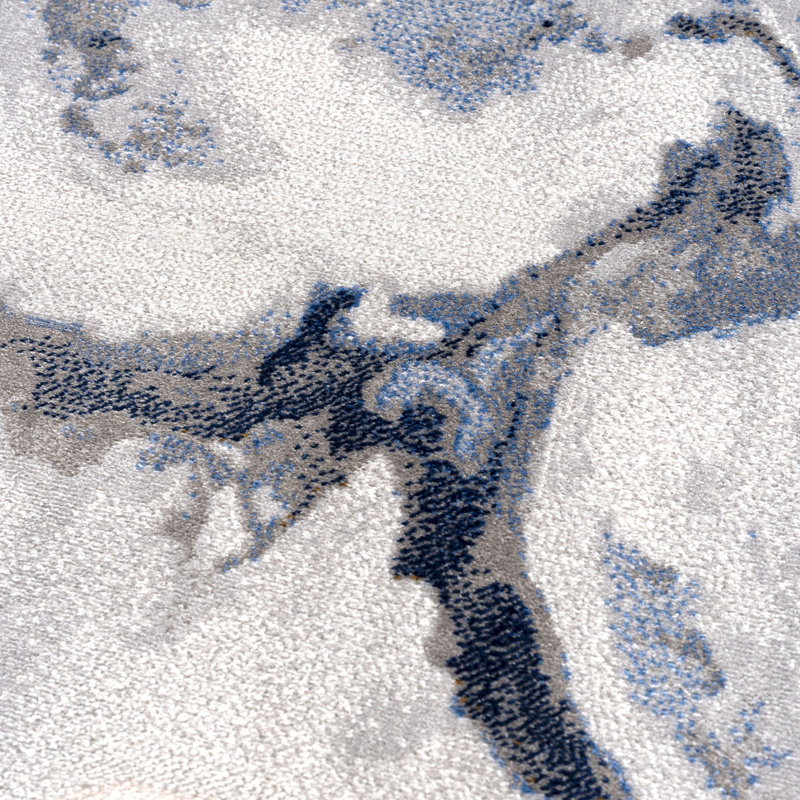 Seema REG140A Abstract Grey Blue Area Rug, Rectangle 7'9" x 10'2"